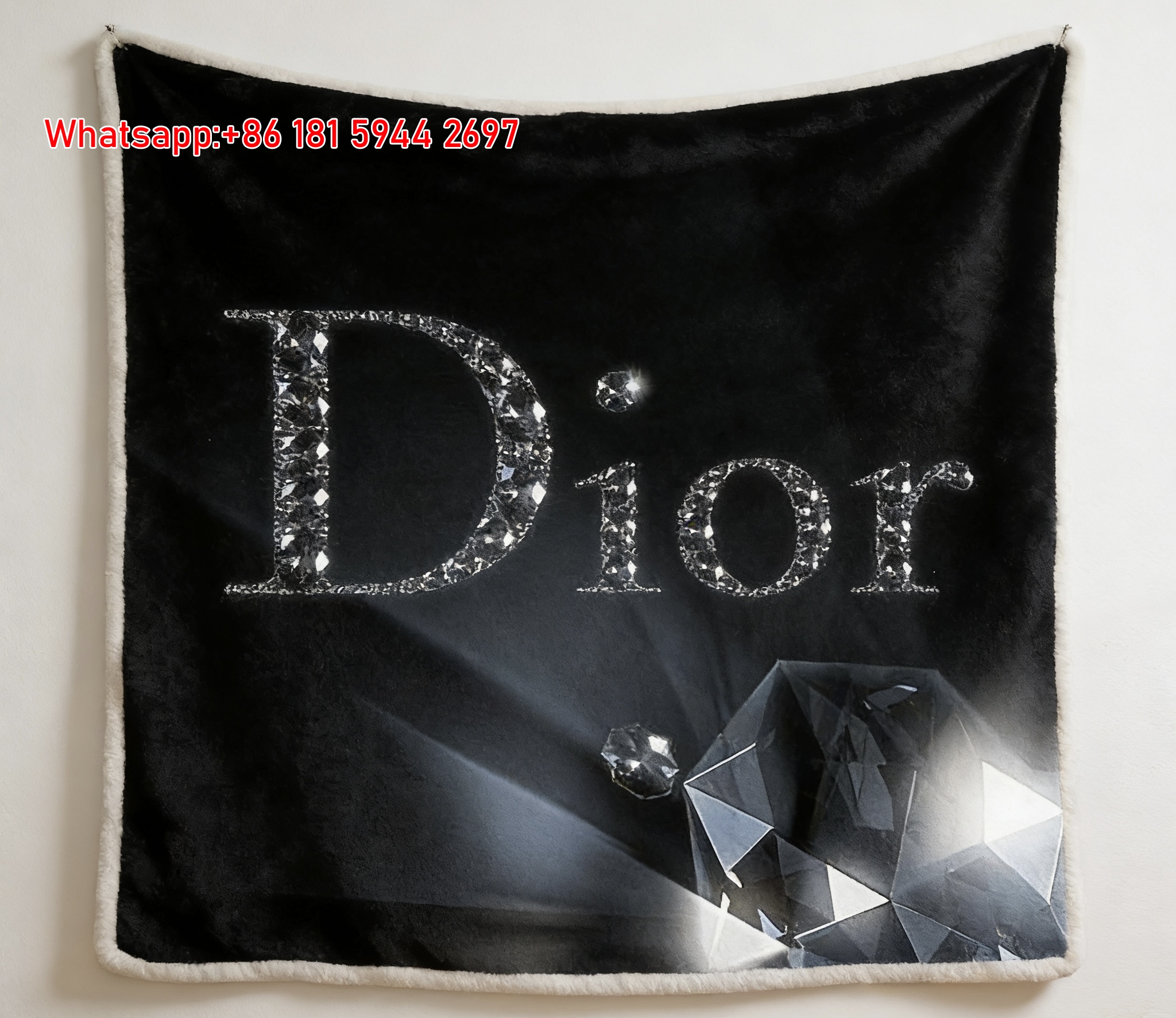 Dior Diamond Crystal Flannel Blanket Throw Sofa Decor D133